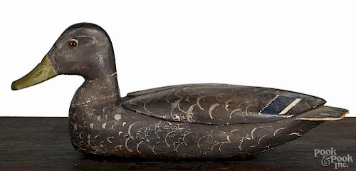 Long Island, New York carved and painted mallard duck decoy, mid 20th c., 16 1/2'' l.