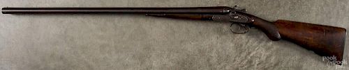 William Parkhurst double barrel side by side shotgun, 12 gauge, field grade, with a silver butt