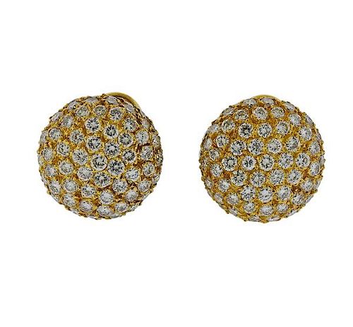 18K Gold Diamond Button Earrings