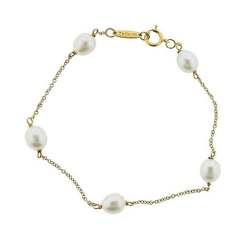 Tiffany &amp; Co Peretti 18K Gold Pearl Station Bracelet