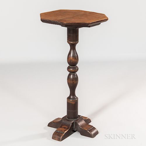 Brown-painted Octagonal-top Cross-base Candlestand