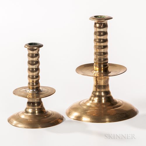 Two English Trumpet-base Mid-drip Candlesticks