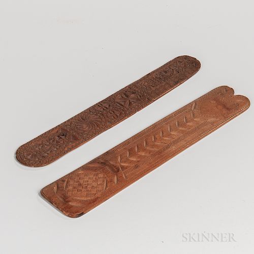 Two Chip-carved Wooden Busks