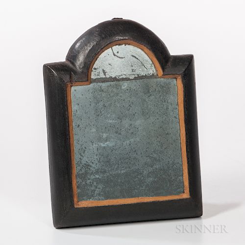 Miniature Black-painted Queen Anne Country Looking Glass