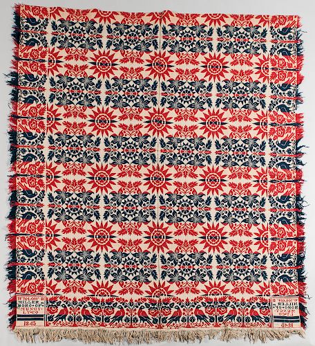Red, White, and Blue, Woven Wool Coverlet