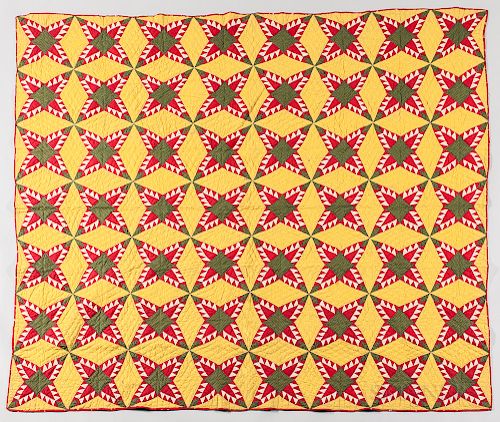 Hand-stitched Four Pointed Star Quilt