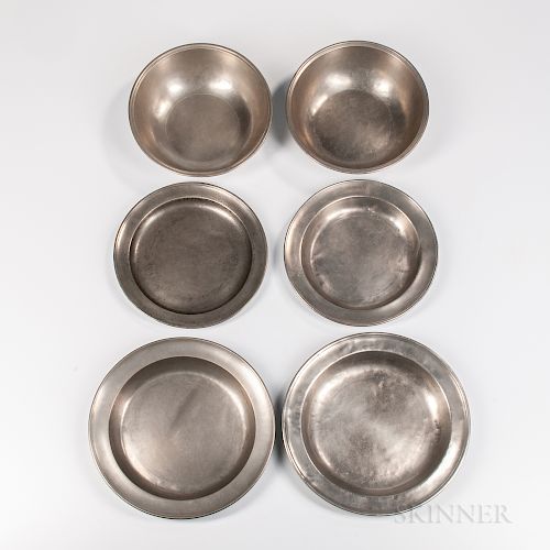 Six American Pewter Table Items