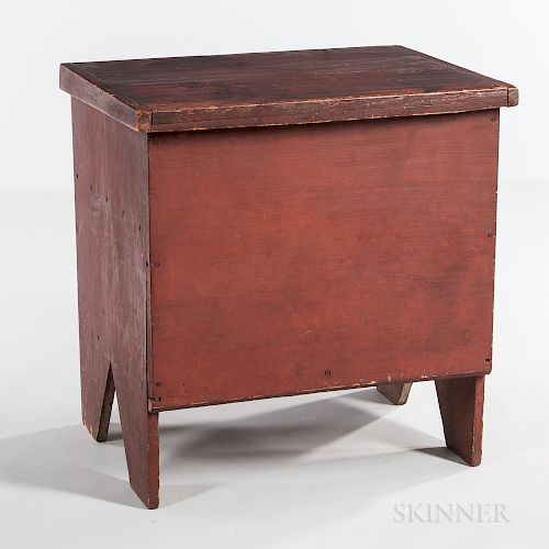 Red-painted Pine Lidded Wood Box