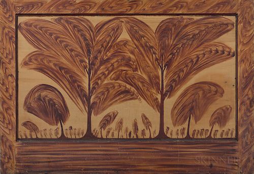Paint-decorated Pine Paneled Fireboard