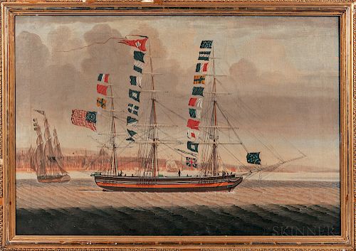 American School, Early 19th Century  Portrait of the Packet Ship Emerald   off Liverpool