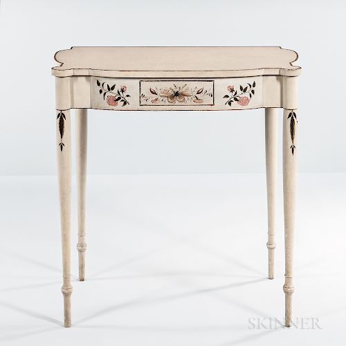 White-painted Floral-decorated Dressing Table