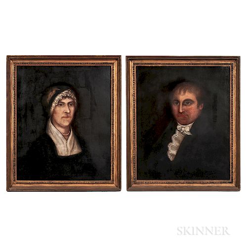 Attributed to Frederick Mayhew (Massachusetts, 1785-1854)  Pair of Portraits, a Husband and Wife