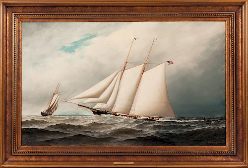 Antonio Nicolo Gasparo Jacobsen (Danish/American, 1850-1921)  The Schooner Yacht Dreadnaught