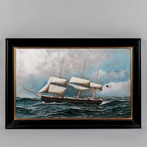Antonio Nicolo Gasparo Jacobsen (Danish/American, 1850-1921)  Portrait of an American Sailing Ship
