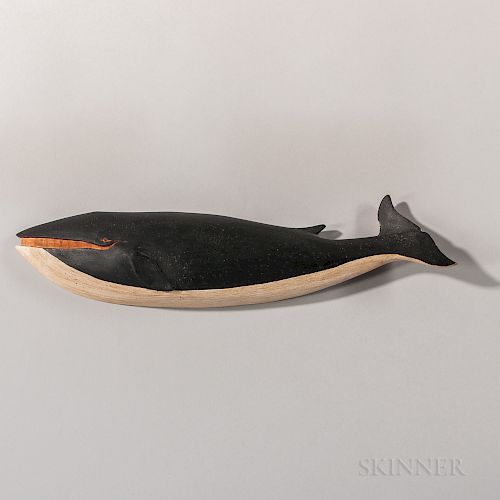 Carved and Painted Wooden Finback Whale Plaque