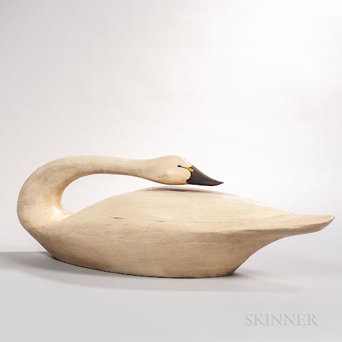 Carved and Painted Preening "Conn River" Swan Decoy