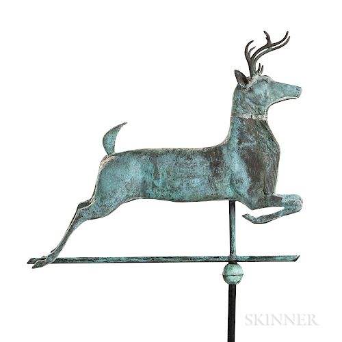 Molded Copper and Cast Zinc Leaping Stag Weathervane