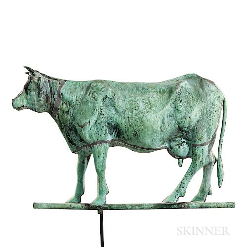 Large Molded Copper Short-horned Jersey Cow Weathervane