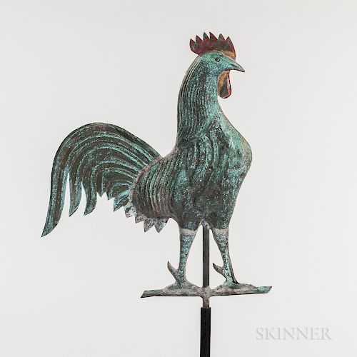 Small Molded Copper Rooster Weathervane