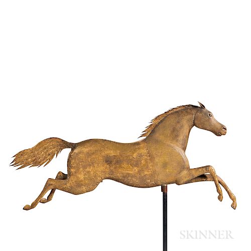 Fine Gilt Molded Copper and Cast Zinc Running Horse Weathervane
