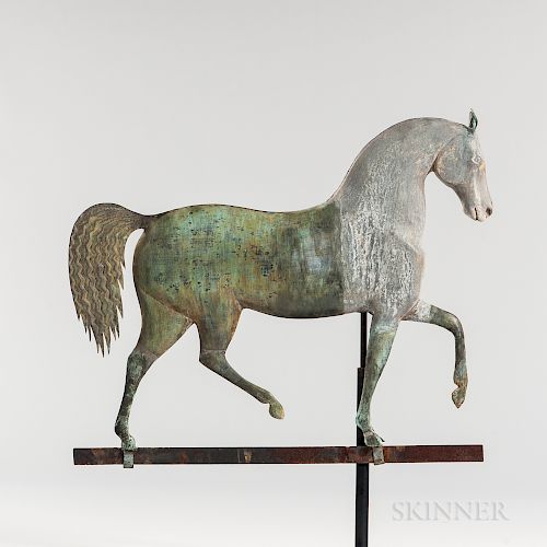 Cast Zinc and Molded Sheet Copper "Index" Horse Weathervane