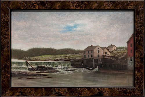 William Corning Stacy (Vermont, 1836-1919)  Mill Dam and Buildings