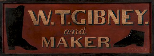 Painted "W.T. Gibney Boot & Shoe Maker" Sign