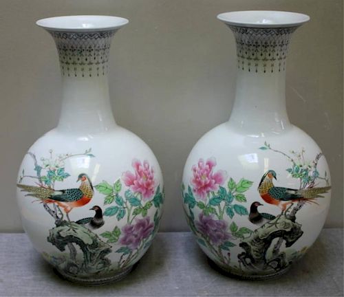 Pair of Chinese Baluster Porcelain Vases.