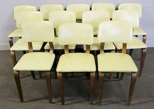 Midcentury Set of 12 Thonet Molded Side Chairs.