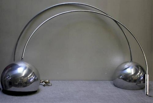 Pair of Stainless Wall Mounted Arc Lights.
