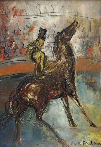 POULAIN, Michel Marie. Oil on Board. Circus Horse.