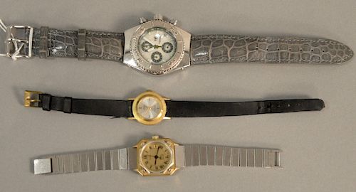 Three wristwatches to include Gucci Quartz ladies watch, Technomarine 200m/660Fl, and Gruen precision lady's watch.