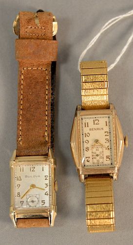 Two vintage mens wristwatches to include Bulova and Benrus.