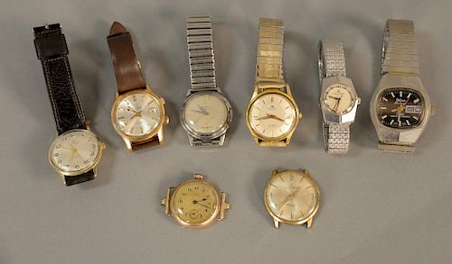 Eight piece lot of mens vintage wristwatches to include Bolivia, Elgih, Rodania, and Hamilton.