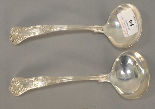 Pair of English silver ladles, lg. 7 1/2 in., troy ounces: 7.7.