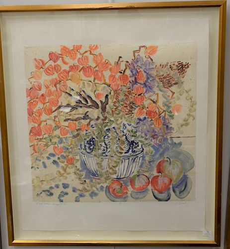 Jamie Evrard (1949), colored lithograph, "A Late Autumn Bouquet III", pencil signed, number and titled. sheet size 36" x 31 1/2".