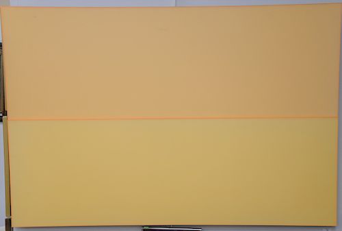 Tim Litzmann, acrylic, "Yellow, Orange", Mary Boone Gallery lable on back, 40" x 60"