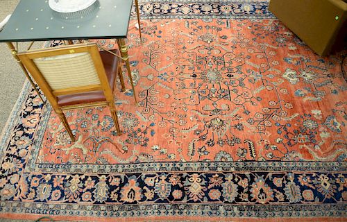 Sarouk Oriental carpet, ends frayed. 7' 7" x 10' 8".