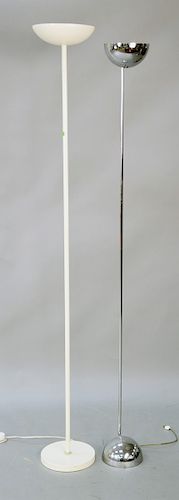 Two modern floor lamps, chrome and white painted. ht. 69 in. and 72 in. Provenance: An Estate from 5th Avenue, New York