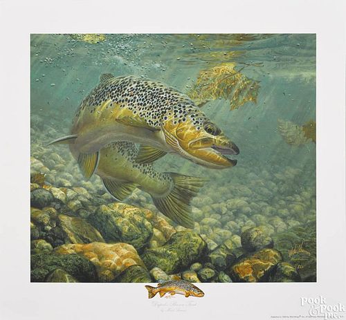 Ten limited edition lithographs, by Mark Susinno, titled Duped - Brown Trout, copyright 1995