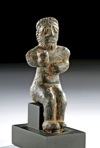 Mesopotamian Bronze Seated Male Figure Holding Cup