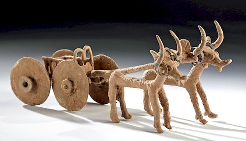 Ancient Anatolian Bronze Chariot and Bulls