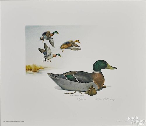 Three Conservation stamp signed limited edition lithographs, to include a Jim Foote, 1984, 59/300