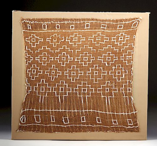 Chancay Woven Cotton Textile w/ San Pedro Cactus Motifs