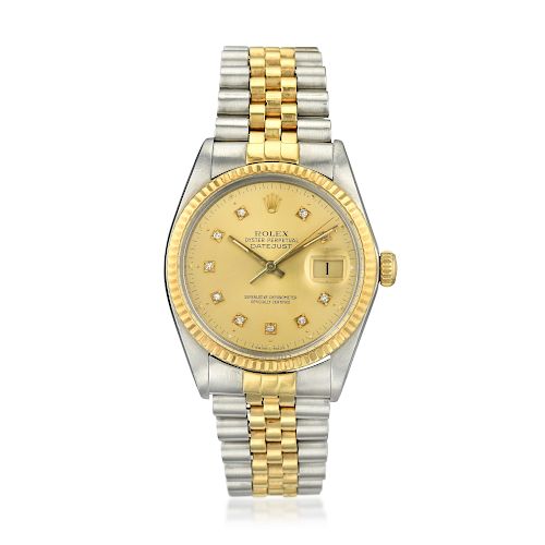 Rolex Datejust Ref. 16013 with Diamond Dial in Steel and 18K gold