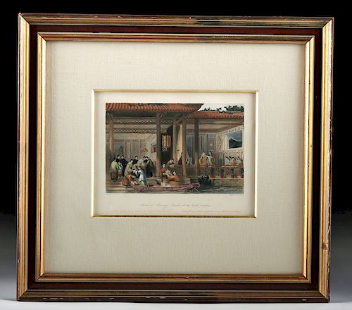 Framed 19th C. Allom Engraving - Chinese Wedding Gifts