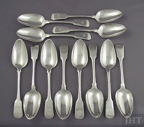 Set of 12 Scottish Provincial Silver Tablespoons Aberdeen