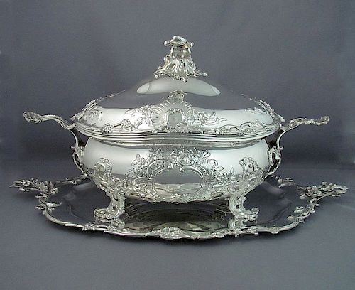 Rococo Silver Soup Tureen on Stand