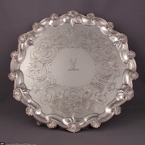 Large Victorian Sterling Silver Salver