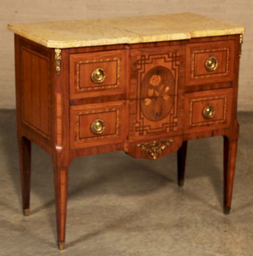 FRENCH MARQUETRY 2 DRAWER COMMODE